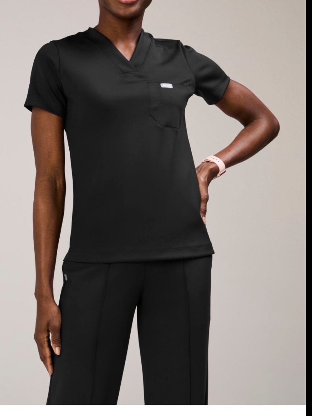 Never worn Figs Women's Black V-Neck Short Sleeve Scrub Top